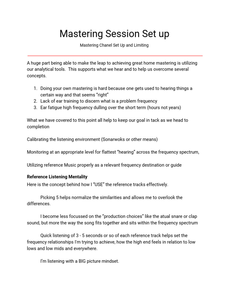 Lesson 2 - Jay-J - Mastering Session Set Up | PDF | Equalization (Audio ...