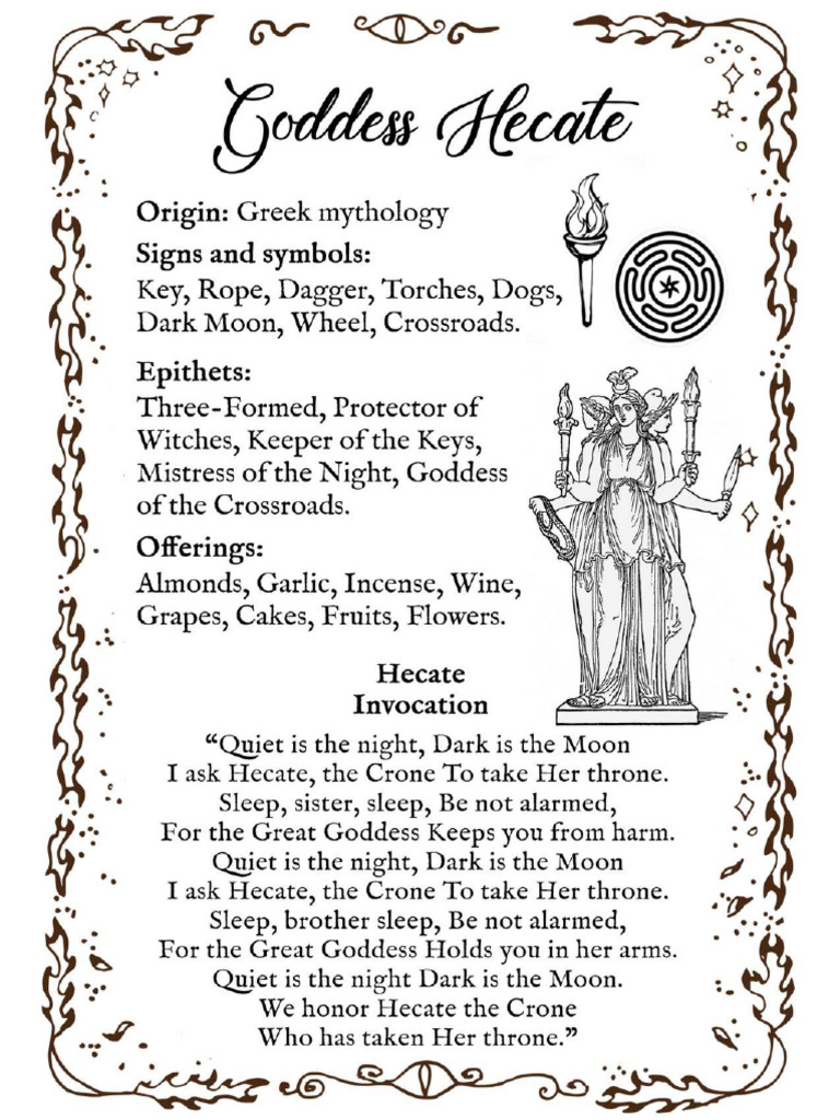 Goddess Hecate Printable Grimoire Page Spells8 PDF | PDF