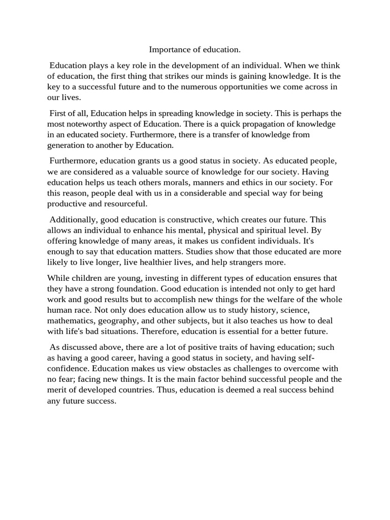 The Crucial Role of Education in Success | PDF