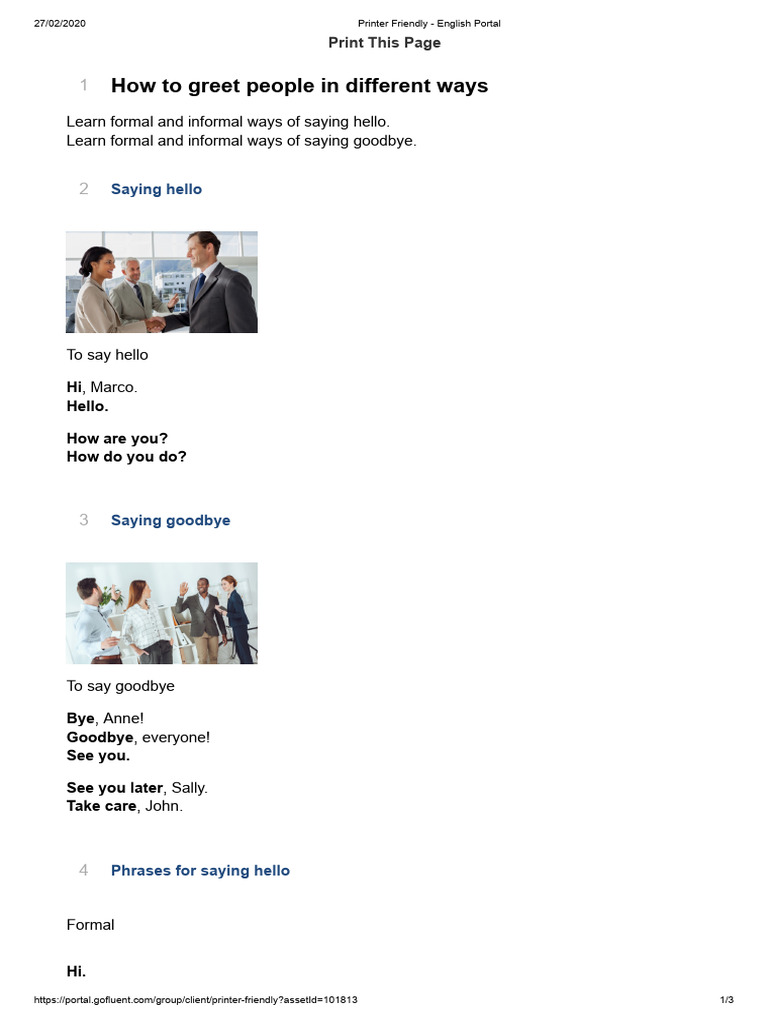 Greetings and Farewells Guide | PDF