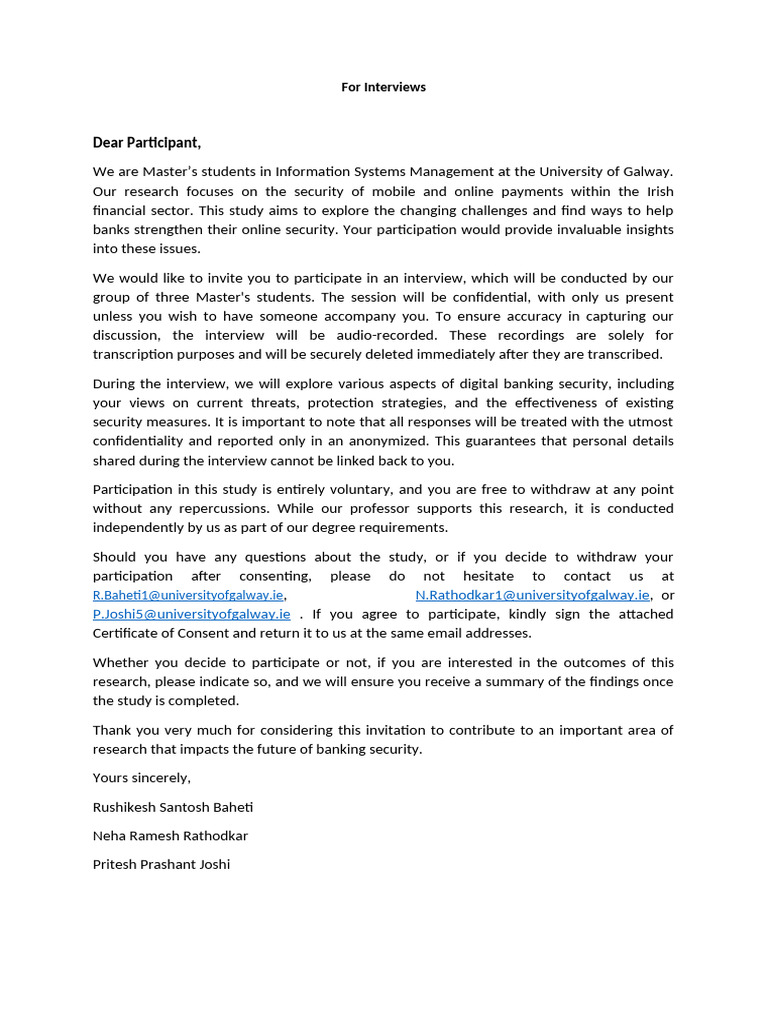 Consent Form and Interview Transcript For Mia | PDF