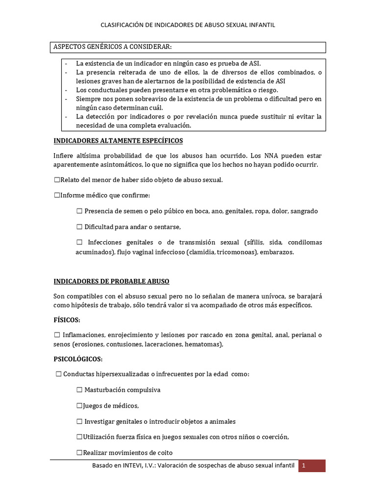 Indicadores de Tricomonoas en Abuso Infantil | PDF | Abuso Sexual ...