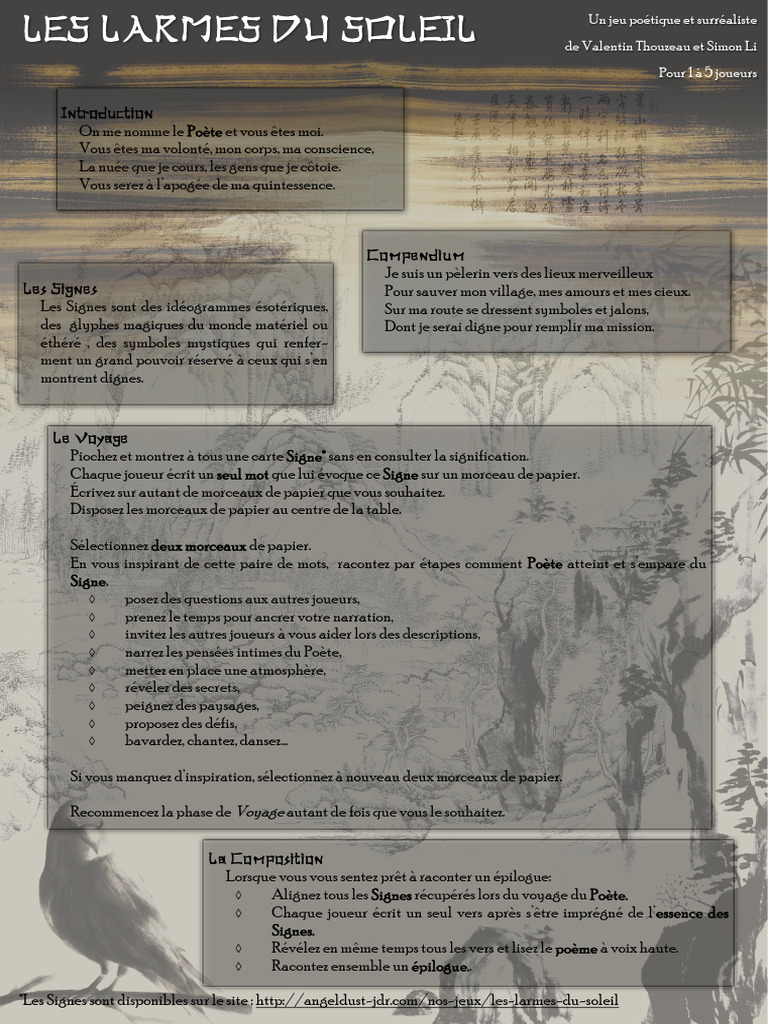 Jeu poétique : Les Larmes du Soleil | PDF