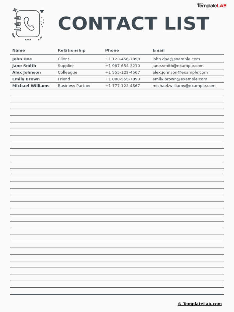 Contact List Template for Professionals | PDF | Career & Growth