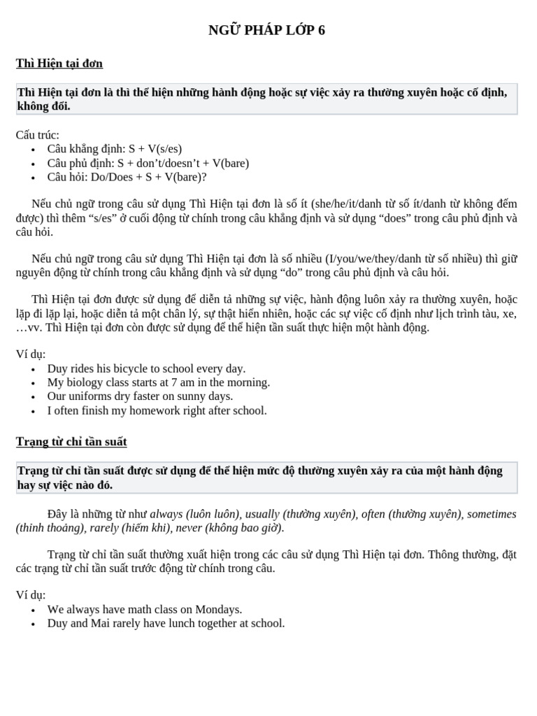 NG Pháp L P 6 | PDF