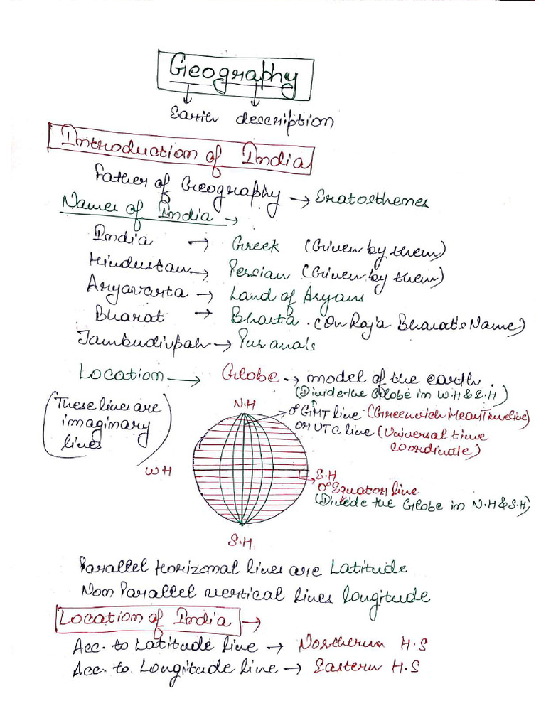 Indian Geography Handwritten Notes PDF | PDF