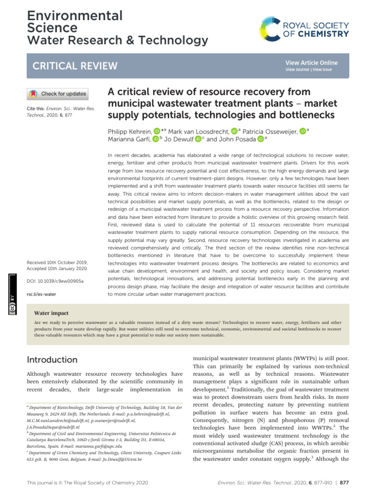 A Critical Review of Resource Recovery From | PDF | Anaerobic Digestion ...