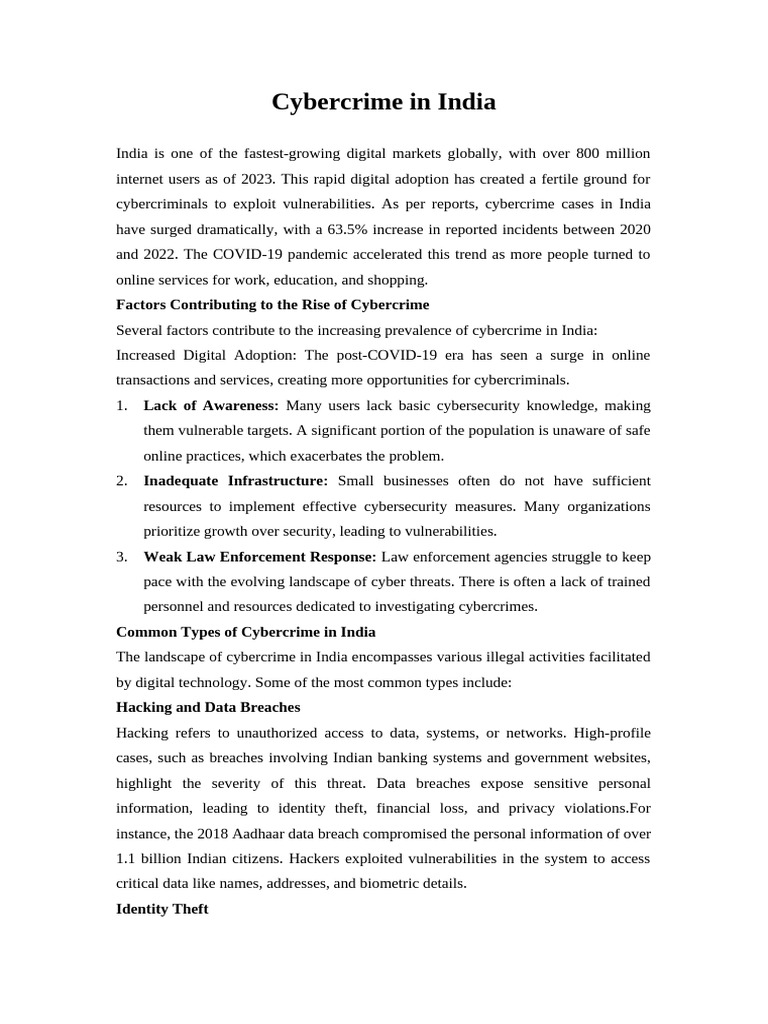 Cybercrime in India | PDF | Cybercrime | Security