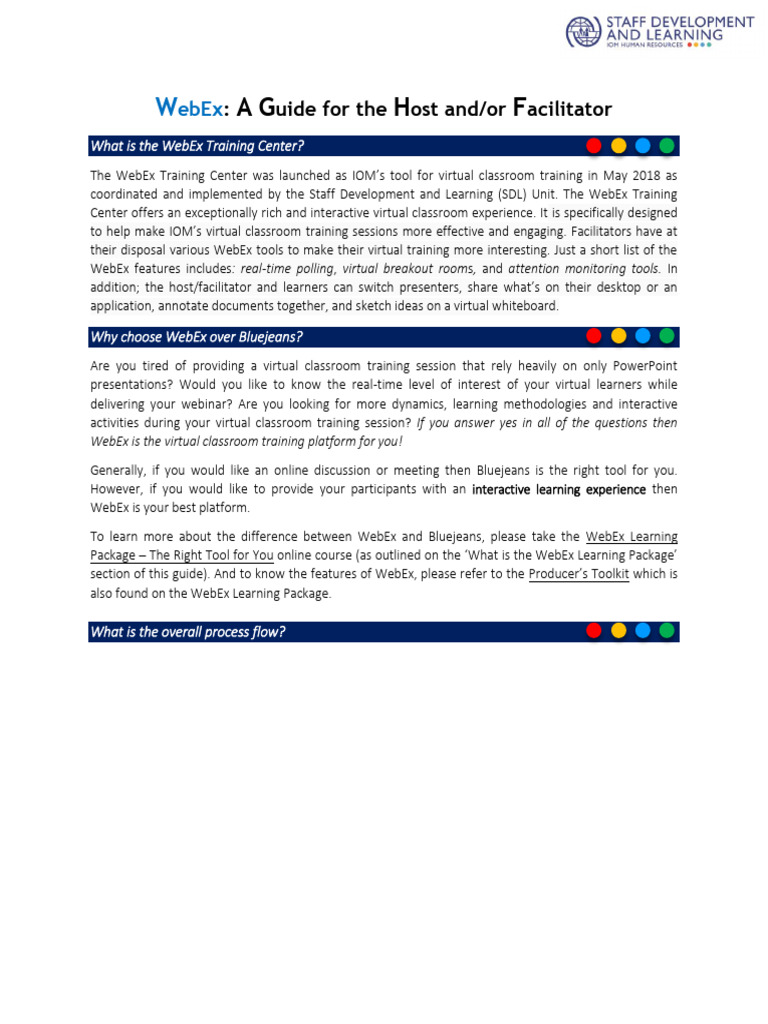 Webex Guidelines For The Host And Facilitators Pdf Educational