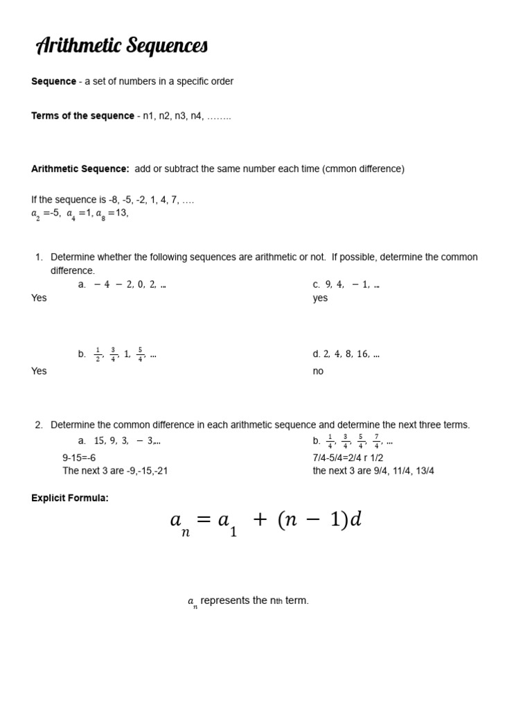 Arithmetic Sequences | PDF | Mathematics | Arithmetic