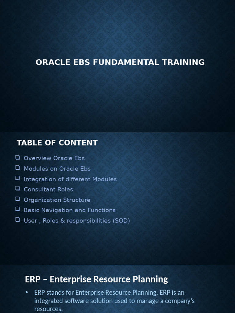 Oracle EBS Training Overview | PDF | Enterprise Resource Planning ...