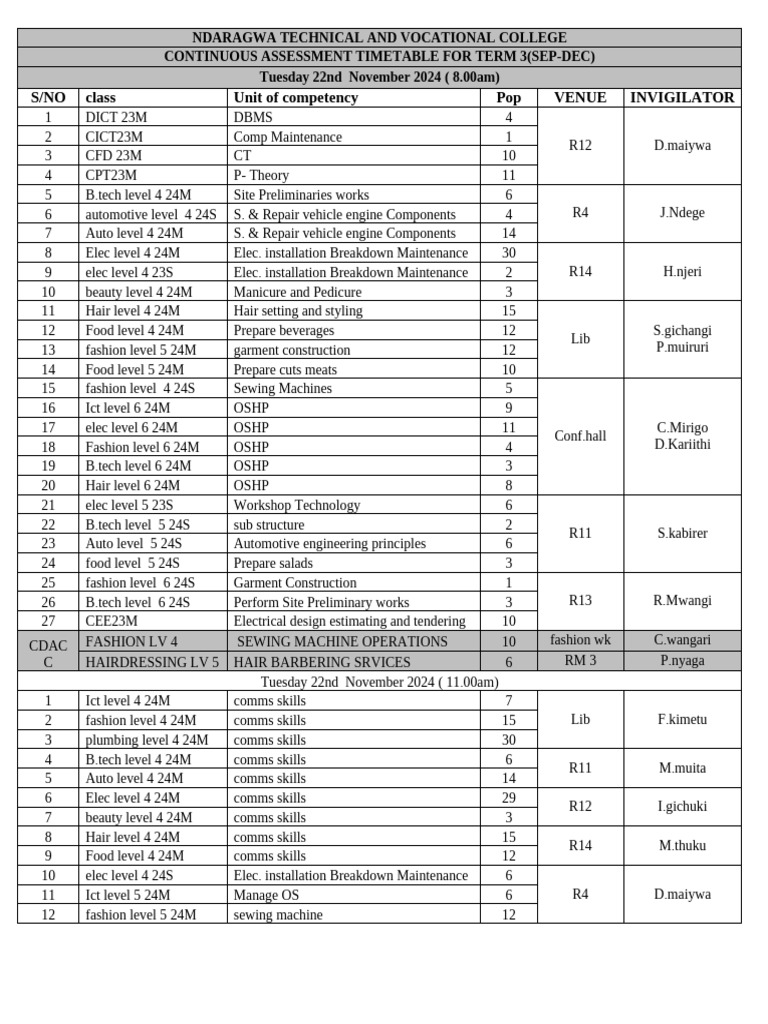 Cat Timetable | PDF | Engineering