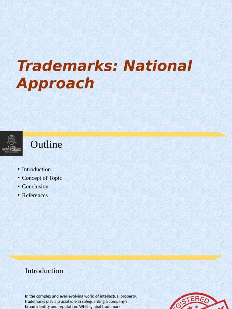 Image showcasing Trademarks National Approach | PDF | Trademark | Brand