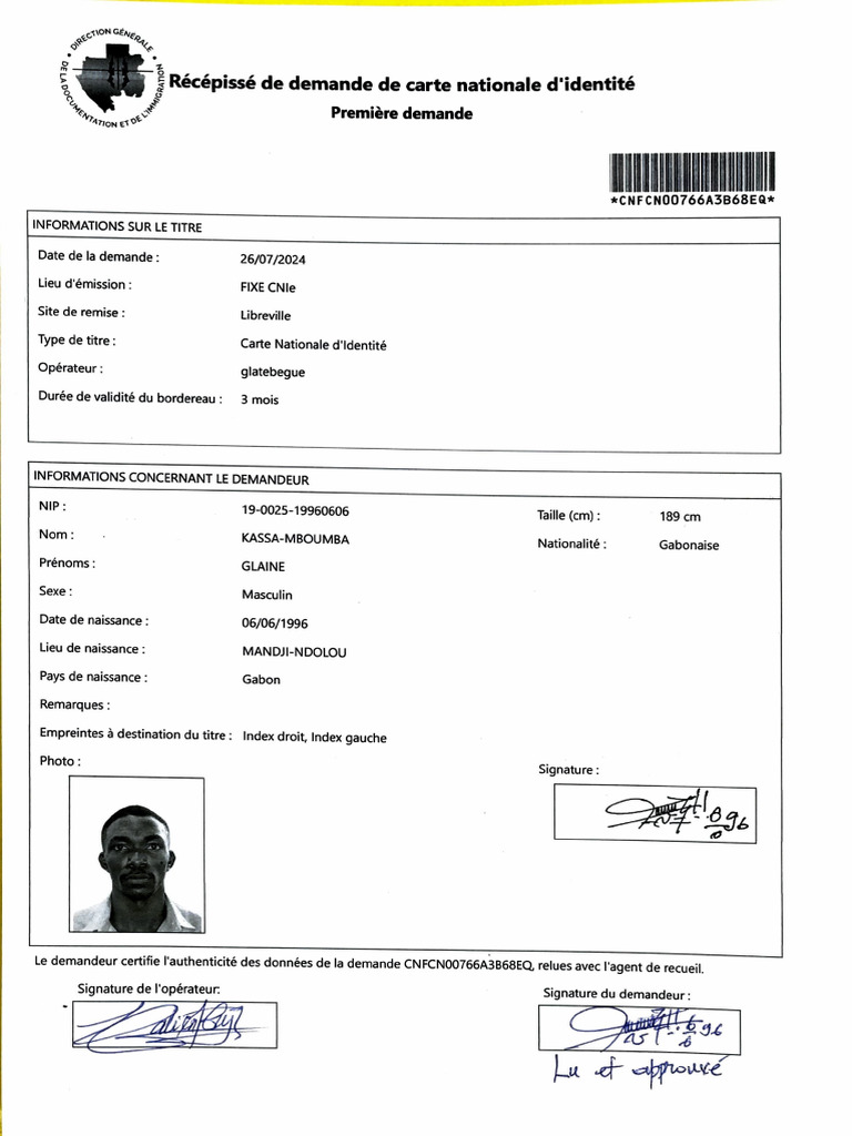 Récépissé de demande de carte d'identité | PDF