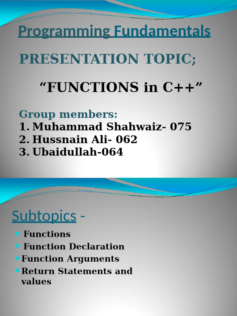 C++ Functions: Declaration, Arguments, Return | PDF | Parameter ...