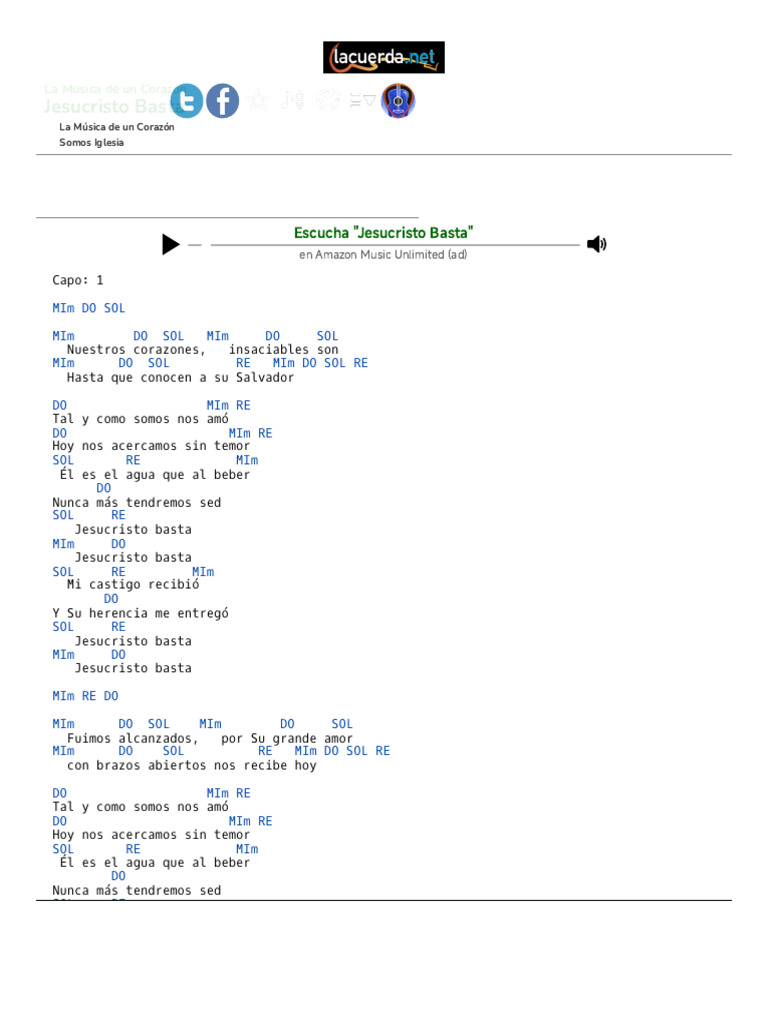 Jesucristo Basta La Música De Un Corazón Acordes Pdf