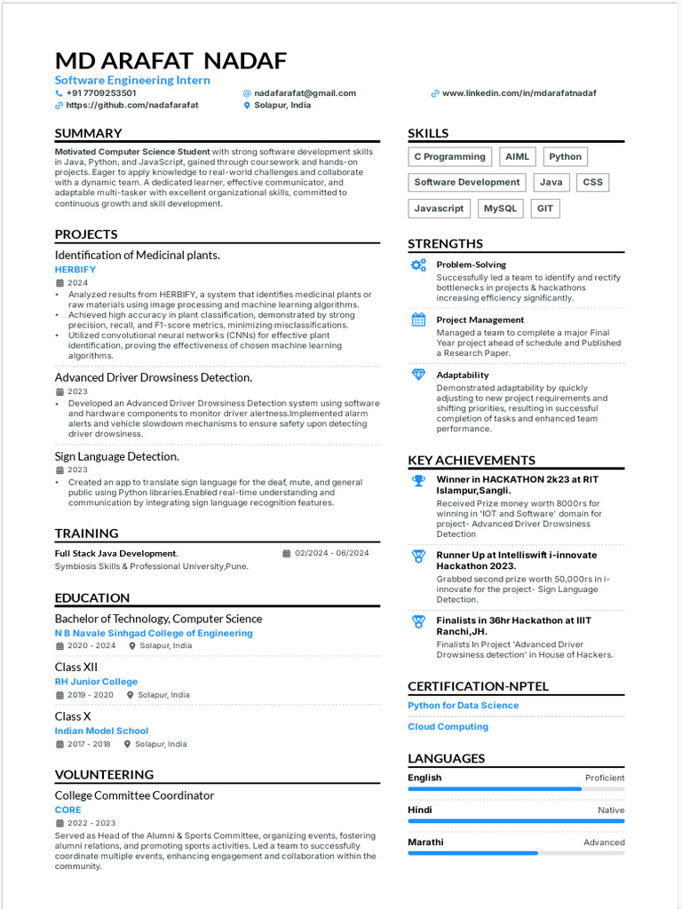Software Engineering Intern Profile | PDF | Machine Learning | Learning