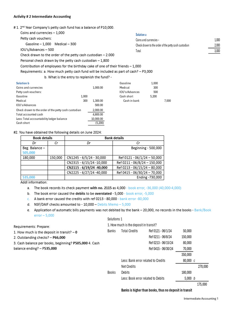 Activity 2 - August 31 - Answer Key | PDF | Debits And Credits | Banks