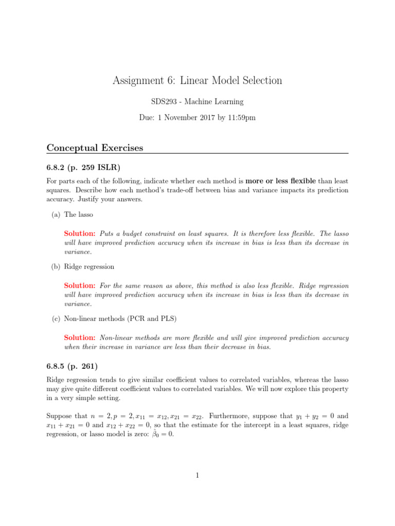 Linear Model Selection in Machine Learning | PDF | Regression Analysis ...