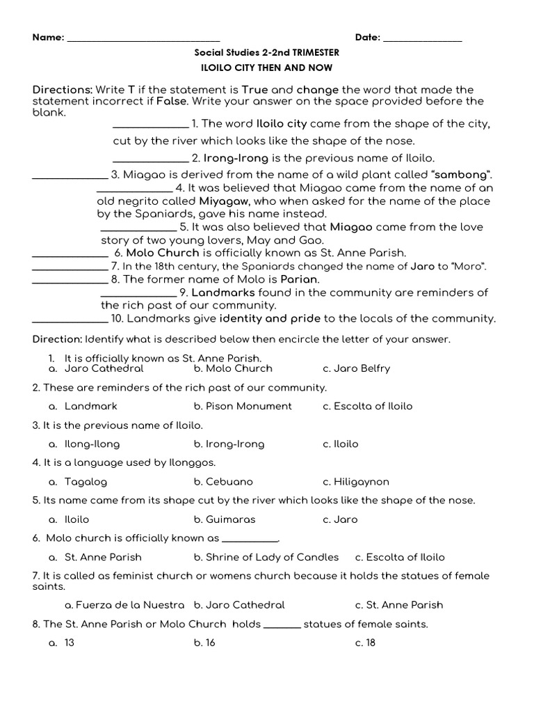Social Studies 2 2nd Trimester ORIGIN OF MY COMMUNITY | PDF | Philippines