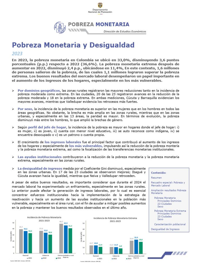 Reducción de Pobreza en Colombia 2023 | PDF | Pobreza | Pobreza e ...
