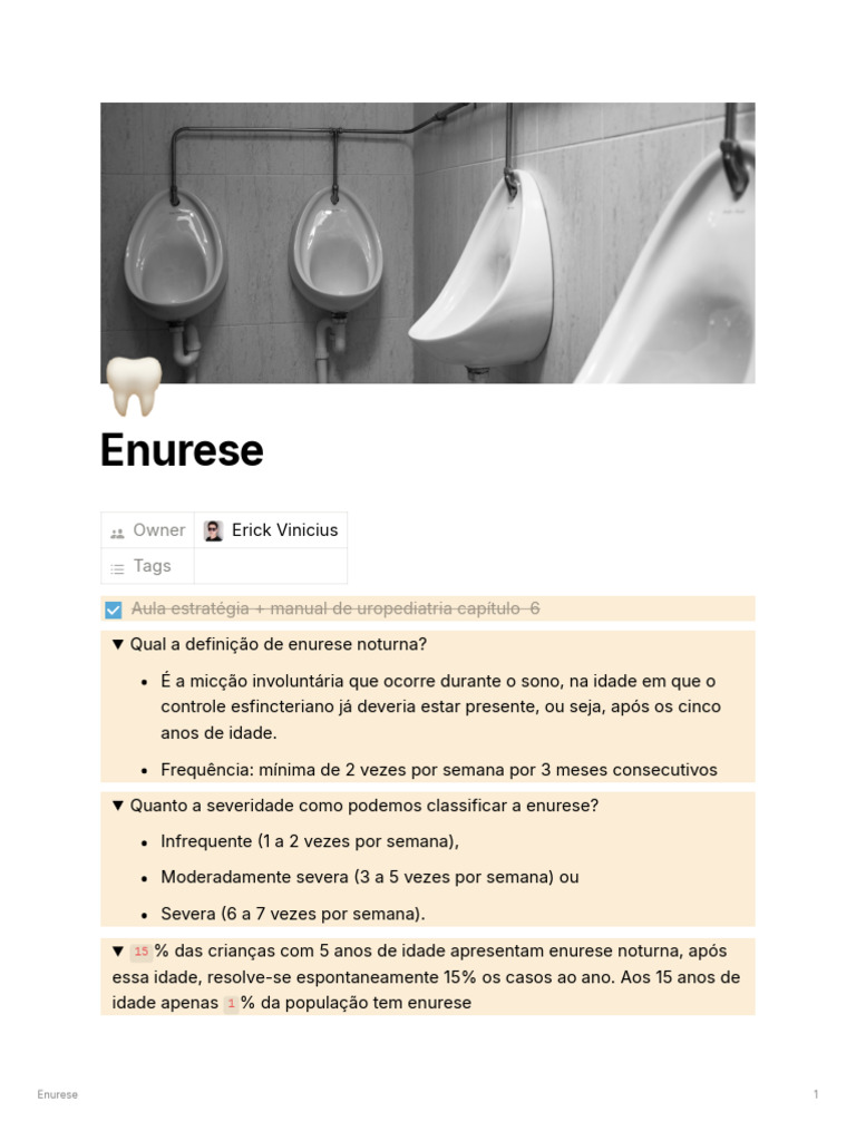 Entendendo a Enurese Noturna em Crianças | PDF | Micção | Medicina Clínica