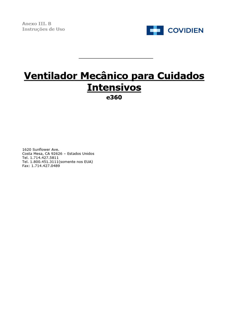 Ventilador mecanico para cuidados intensivos e360 v 02 pdf