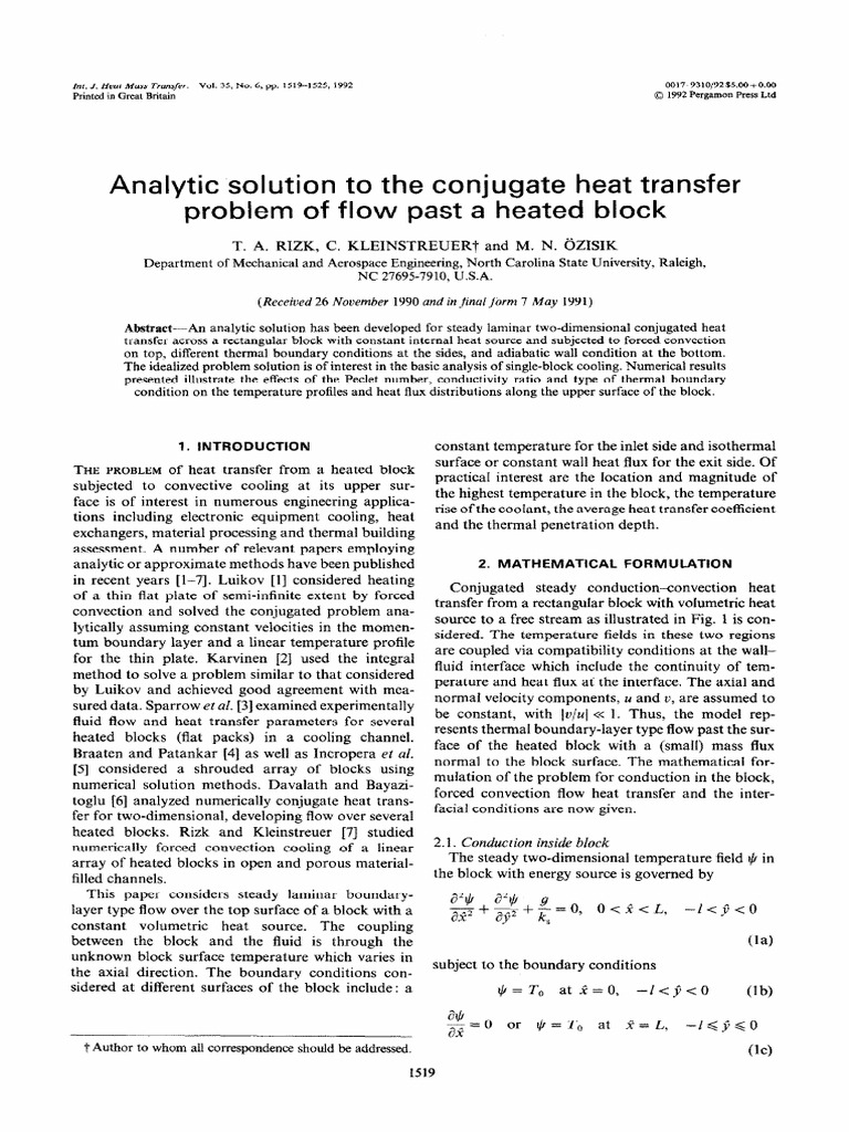 Conjugate Heat Transfer Analysis | PDF | Heat Transfer | Heat