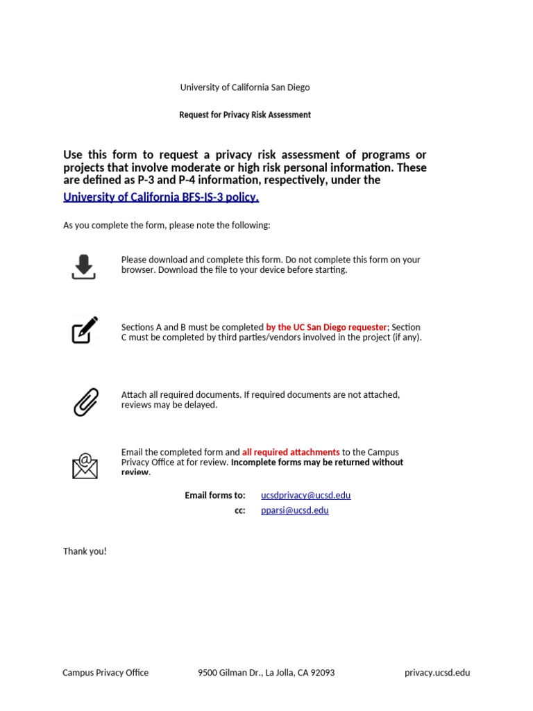 UCSD Privacy Risk Assessment Request Form | PDF | Backup | Firewall ...