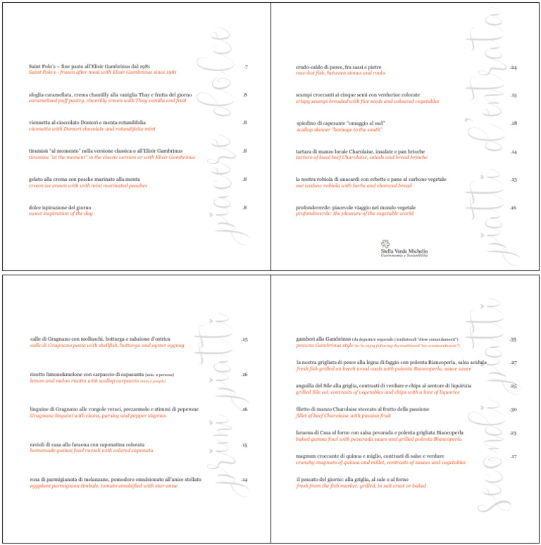 Menu Ristorante Gambrinus 24 | PDF