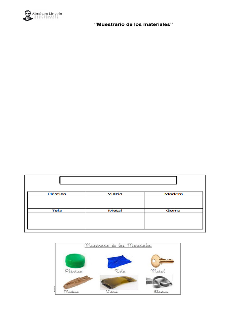 Muestrario de materiales para 1° Básico | PDF