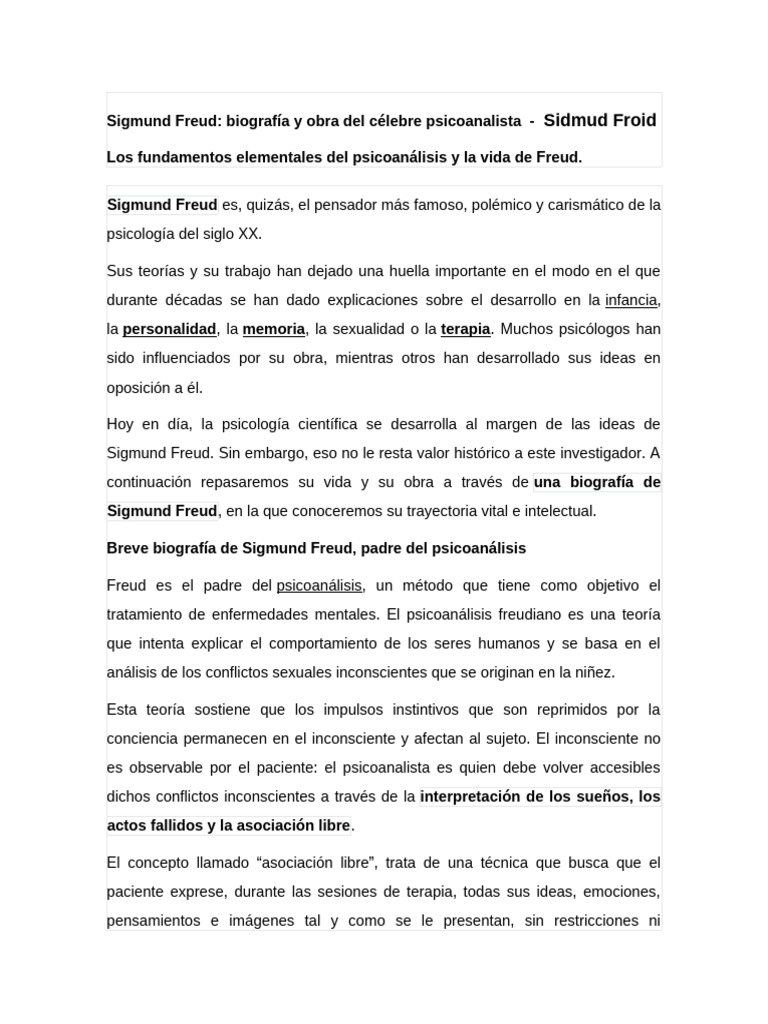 Sigmund Freud 1 | PDF | Sigmund Freud | Psicoanálisis