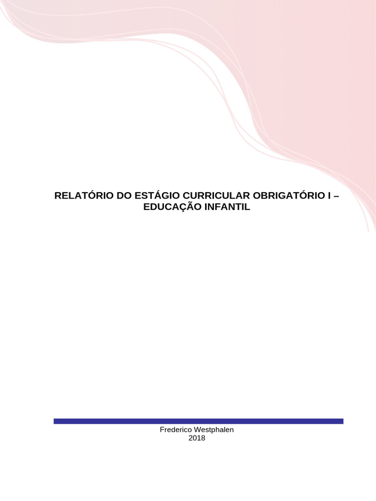 Relatório de Estágio em Educação Infantil | PDF | Escolas | Lição