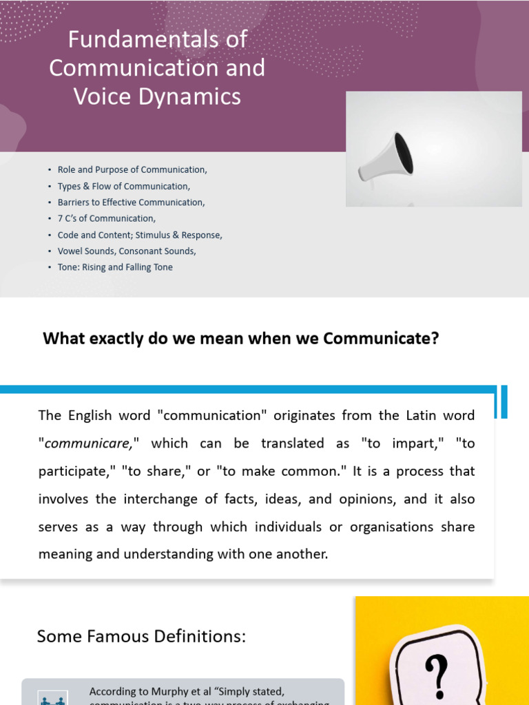 Communication Fundamentals and Dynamics | PDF | Communication | Vowel