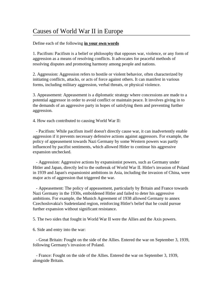 Causes of World War II in Europe | PDF | Axis Powers | World War II