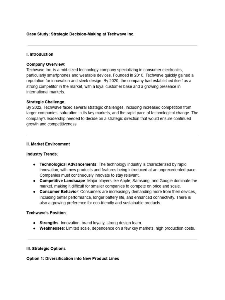 Techwave Inc.'s Strategic Growth Plan | PDF | Strategic Management ...