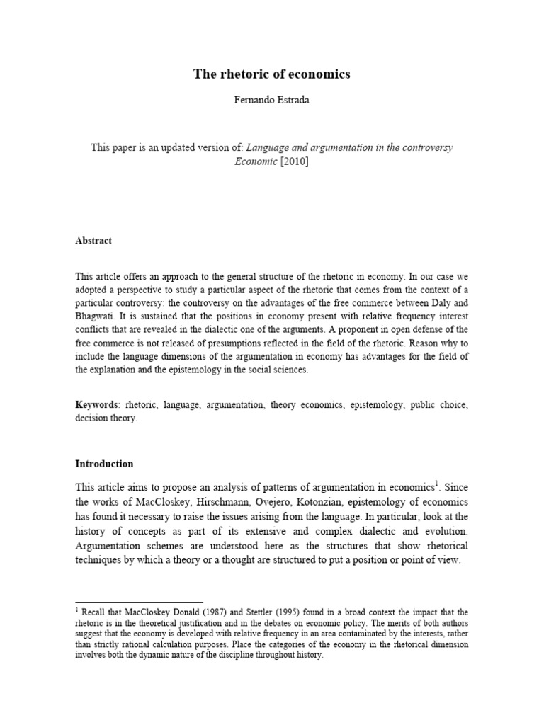 Rhetoric in Economic Controversies | PDF | Economics | Rhetoric