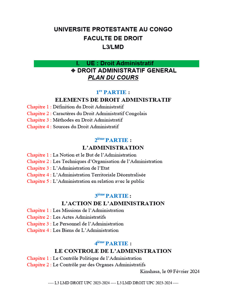 Cours de Droit Administratif L3 RDC | PDF | Justice | Crime et violence