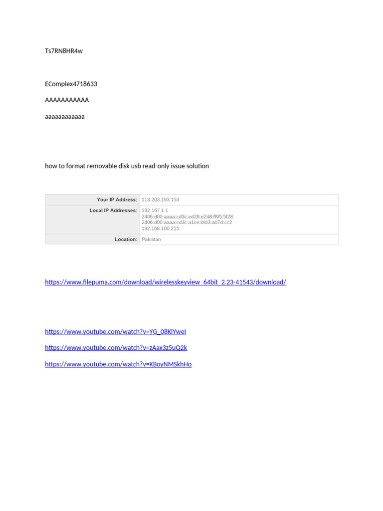 Ts7RN8HR4w: Your IP Address: Local IP Addresses | PDF