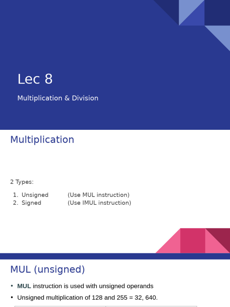 Lec8 - Multiplication and Division | PDF | Division (Mathematics ...