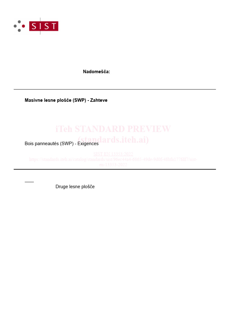 SIST-EN-13353-2022 - Solid Wood Panels (SWP) - Requirements | PDF ...