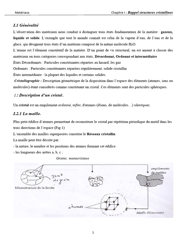 Structures Cristallines des Matériaux | PDF | Structure cristalline ...