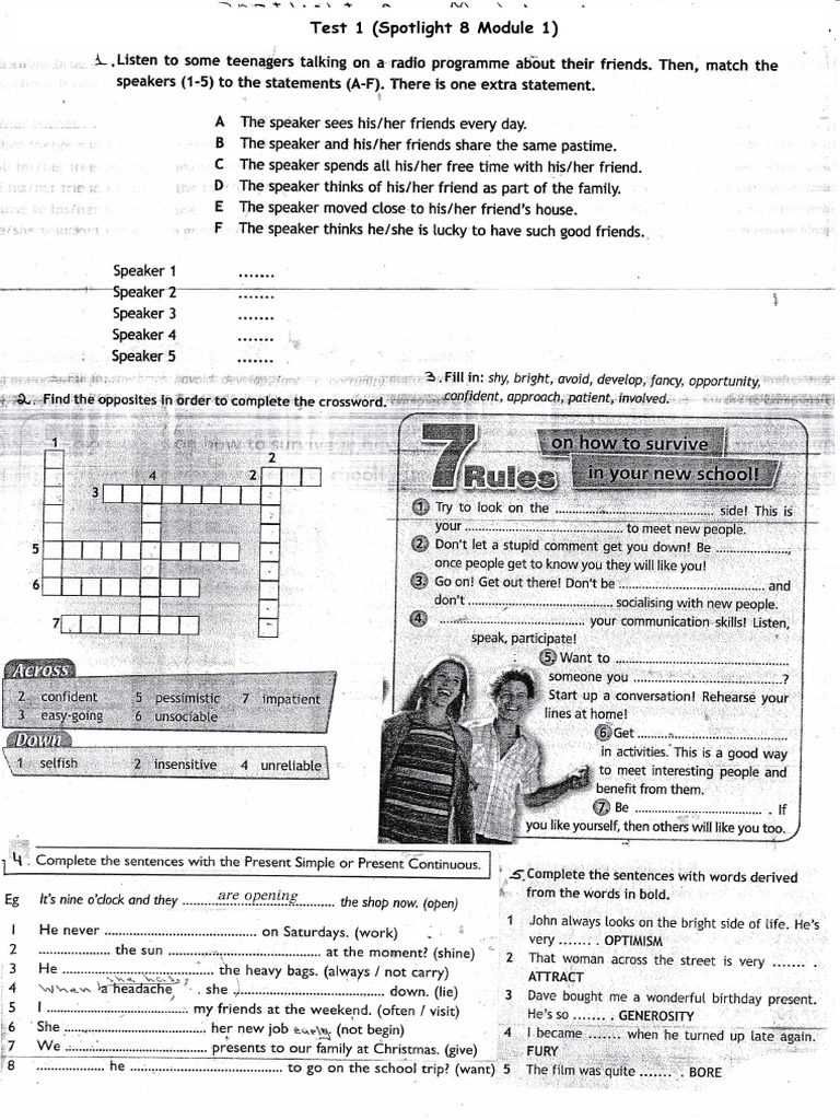 Test Spotlight 8 Module 1 | PDF