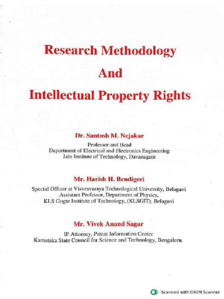 Research Methodology and Intellectual Property Rights by DR Santosh M ...