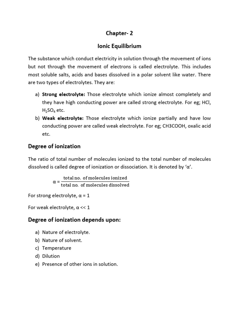 Physical Chemistry 12 Chapter 2 | PDF | Buffer Solution | Electrolyte