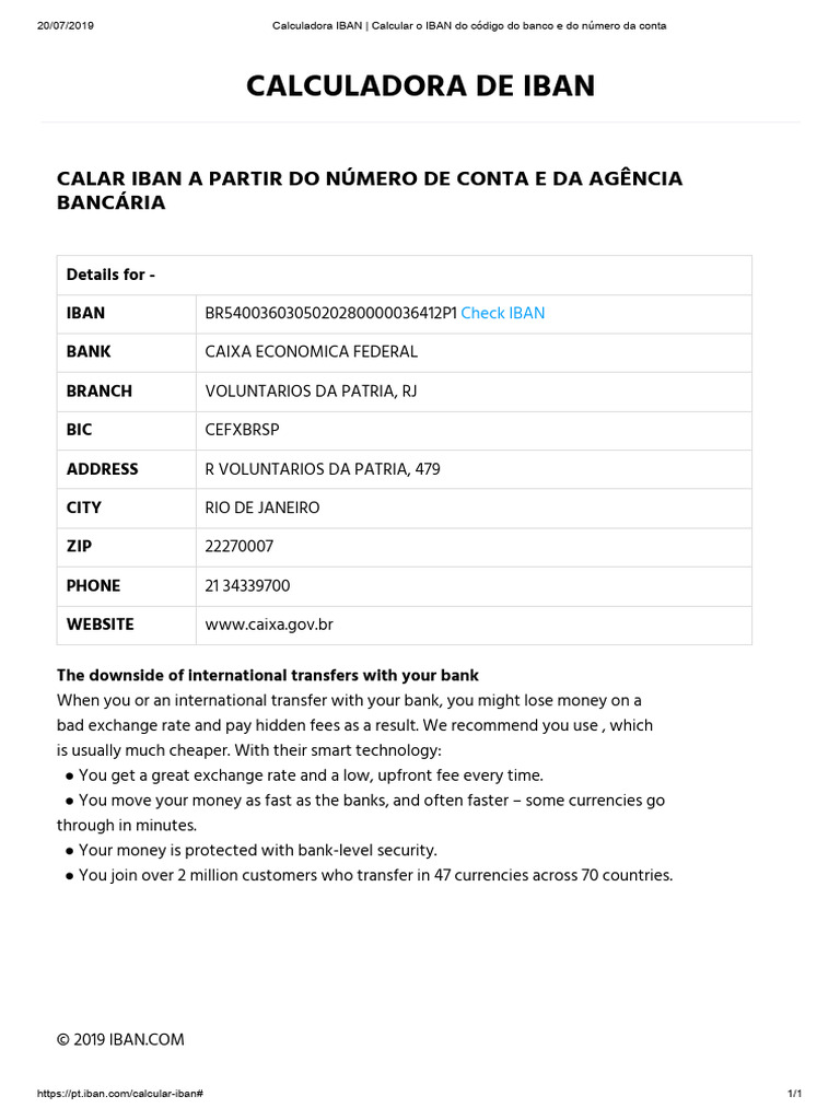 Calculadora IBAN - Calcular o IBAN Do Código Do Banco e Do Número Da ...