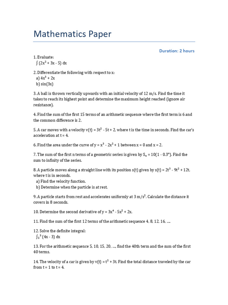 Grade 10 IGCSE Maths Paper | PDF