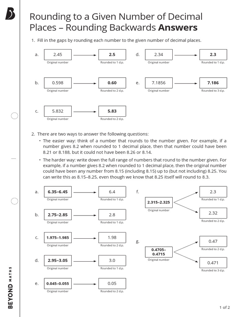 Rounding To A Given Number of Decimal Places - Rounding Backwards ...