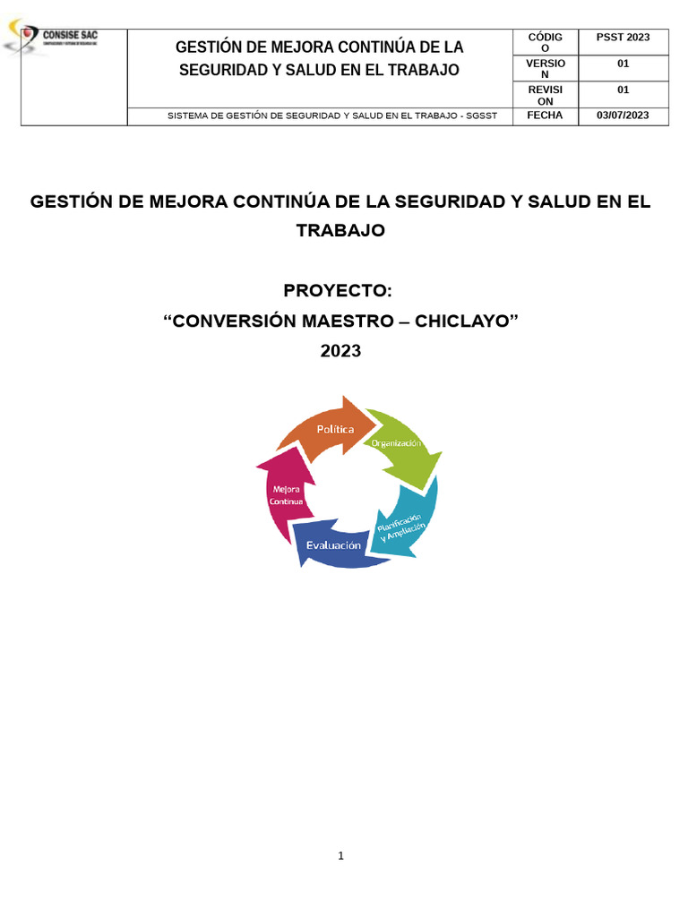Mejora Continua en Seguridad Laboral 2023 | PDF | Seguridad y salud ...