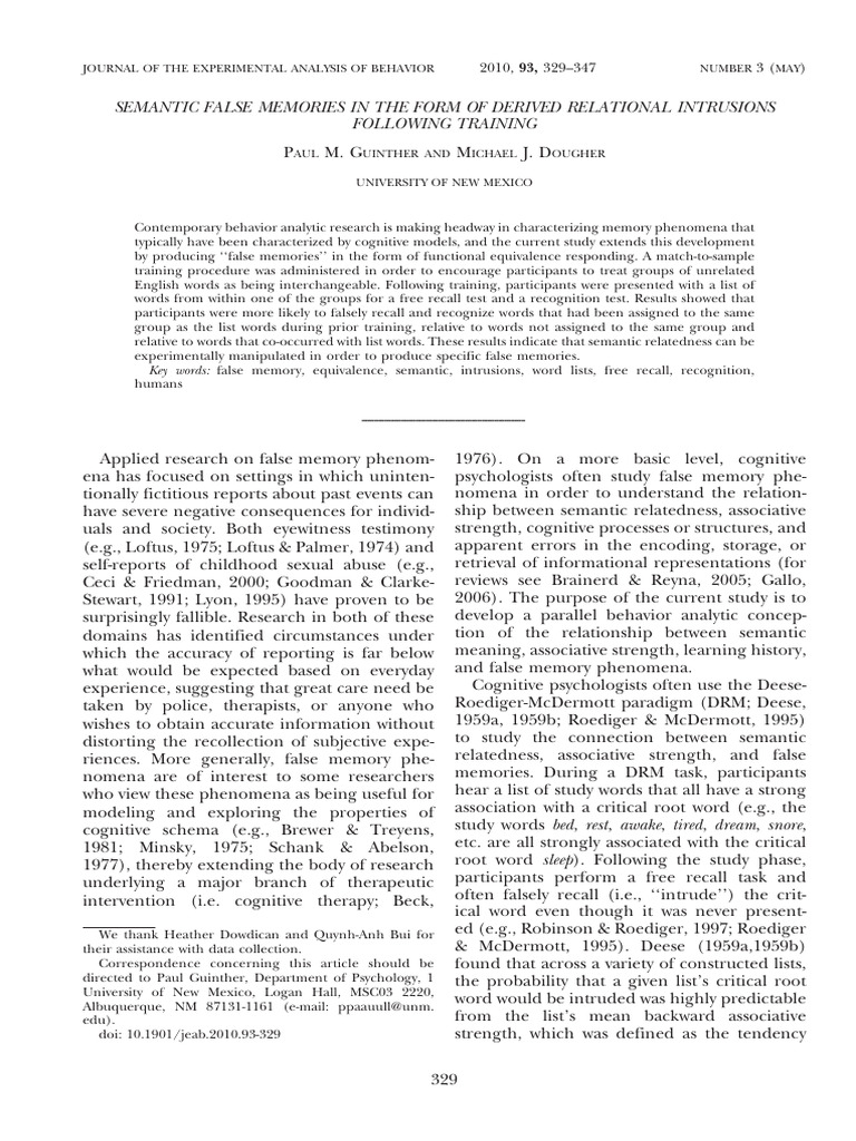 Semantic False Memories in The Form of Derived Relational Intrusions ...